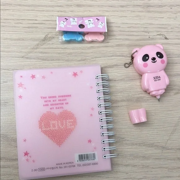 Pink Bear Notebook and Keychain Set - Picture 3 of 4